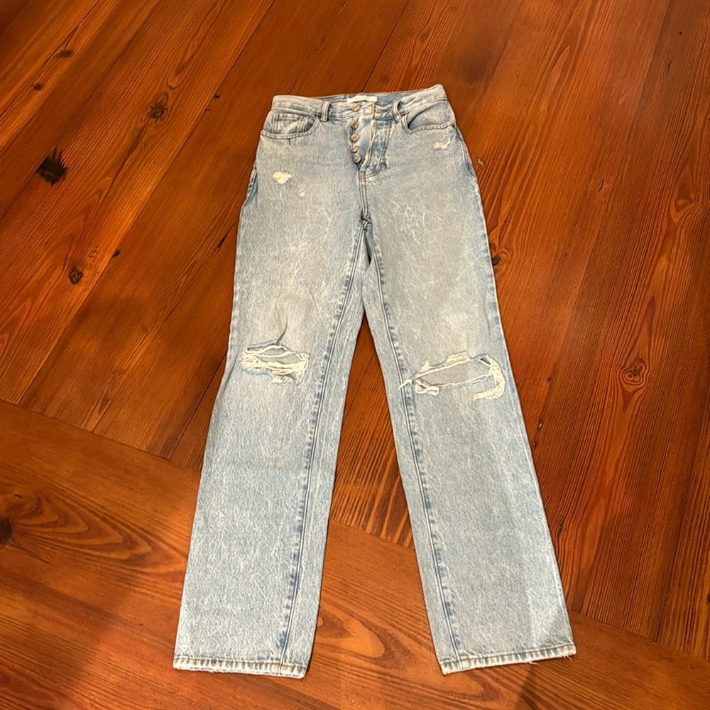 PacSun Size 24 Dad Jean button fly distressed denim ripped